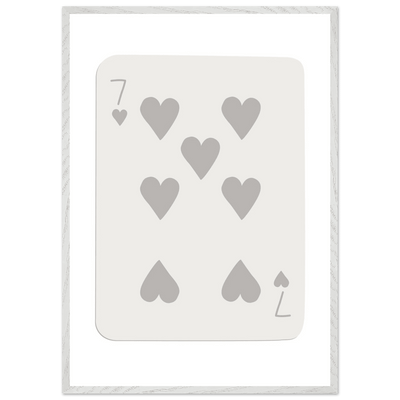 Minimalist Poker Card Print - Seven of Hearts - Mounted Eco-Friendly Framed Art, Custom Sizes & Finishes - Vibrantwalls