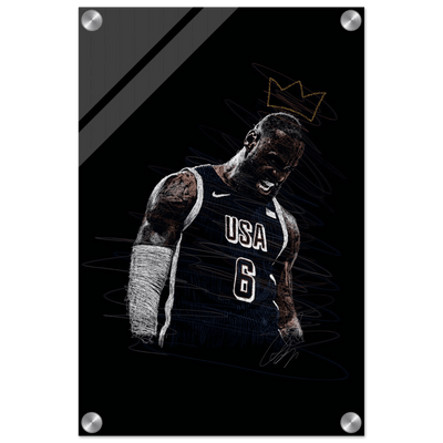 LeBron James 'King' Sketch Acrylic Print – Dynamic, Modern Sports Wall Art in Multiple Sizes - Vibrantwalls