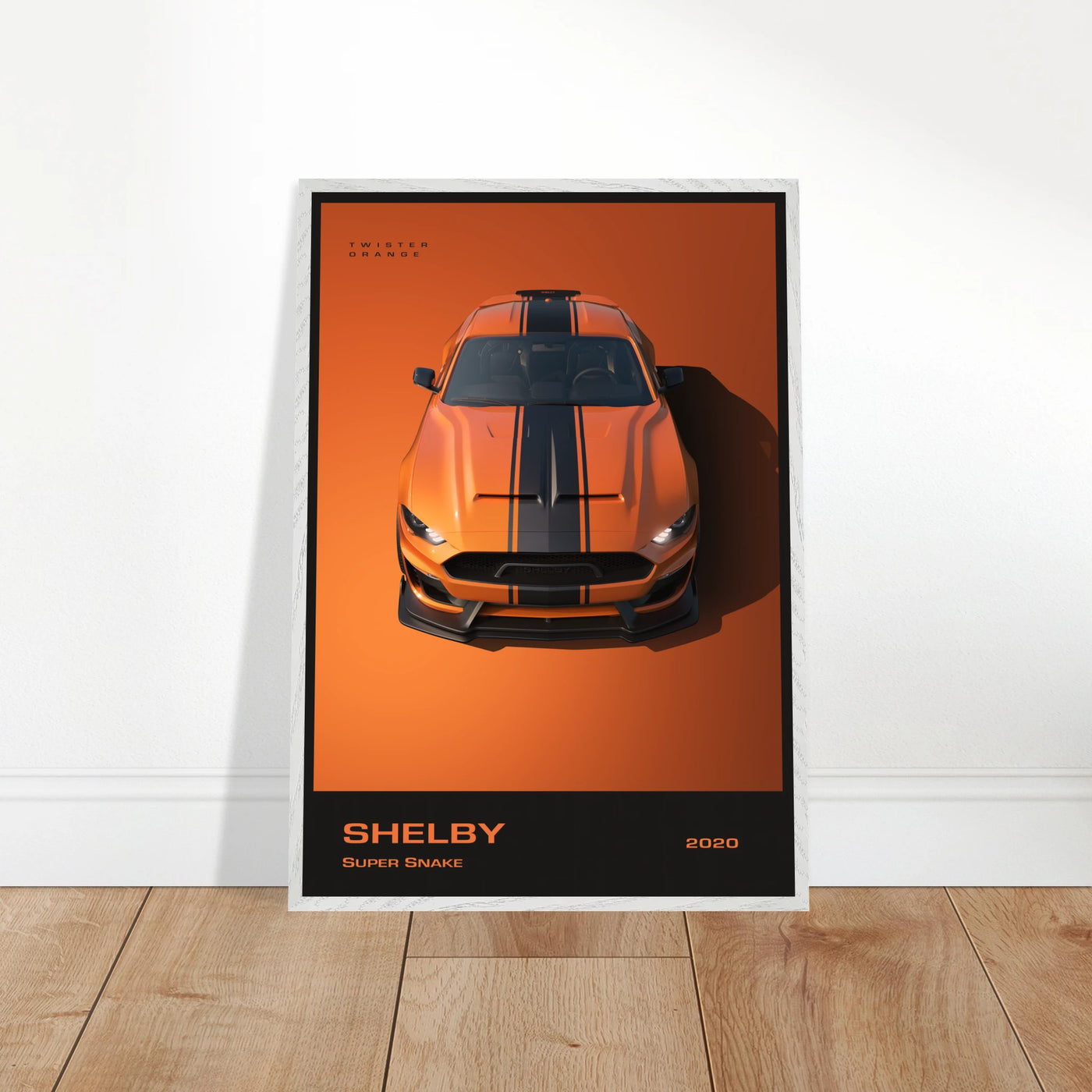 Shelby Super Snake 2020 "Twister Orange" Framed Poster | Modern Automotive Art, Ready-to-Hang Premium Quality Vibrantwalls