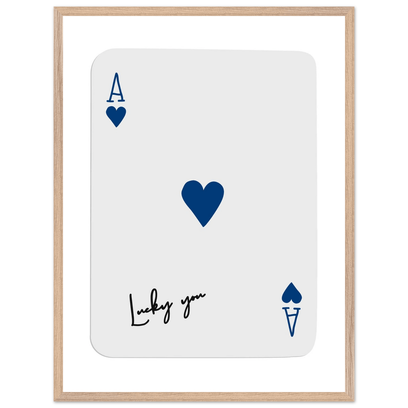 Lucky You Ace of Hearts - Framed Poker Card Art, Minimalist Eclectic Decor, Eco-Friendly Wood Frame - Vibrantwalls