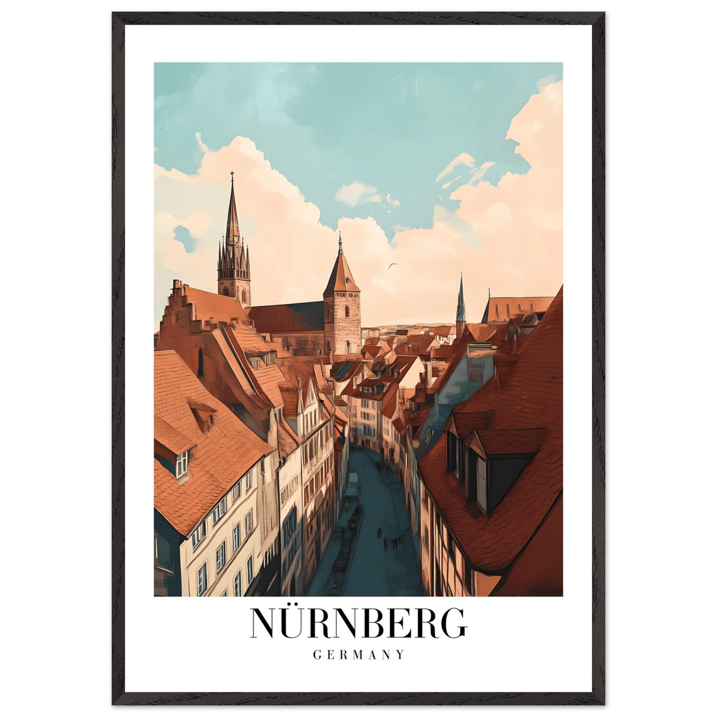 Nürnberg Germany Framed Poster – Vintage Travel Wall Art with Wooden Frame - Vibrantwalls