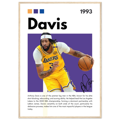 Anthony Davis Lakers Modern Basketball Art Print A1 (59.4 x 84.1 cm) Wood frame Vibrantwalls