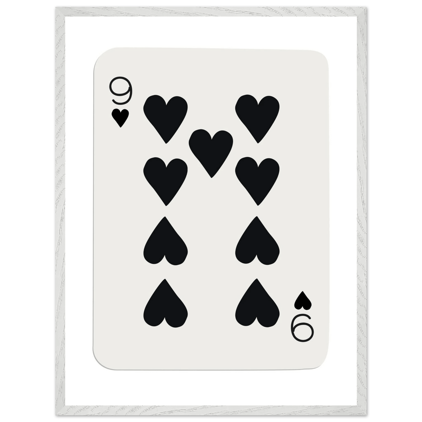 Minimalist Nine of Hearts Poker Card Print - Mounted Framed Eco-Friendly Wall Art in Various Sizes & Frame Finishes - Vibrantwalls