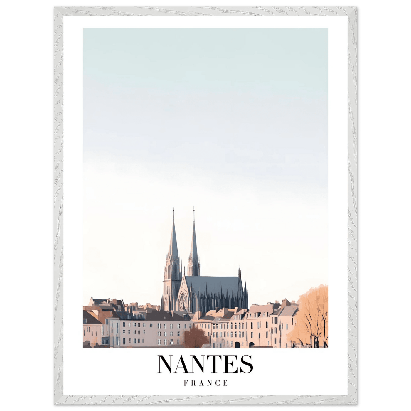 Nantes France Cathedral Framed Poster - Minimalist Travel Wall Art in Your Choice of Size & Frame - Vibrantwalls
