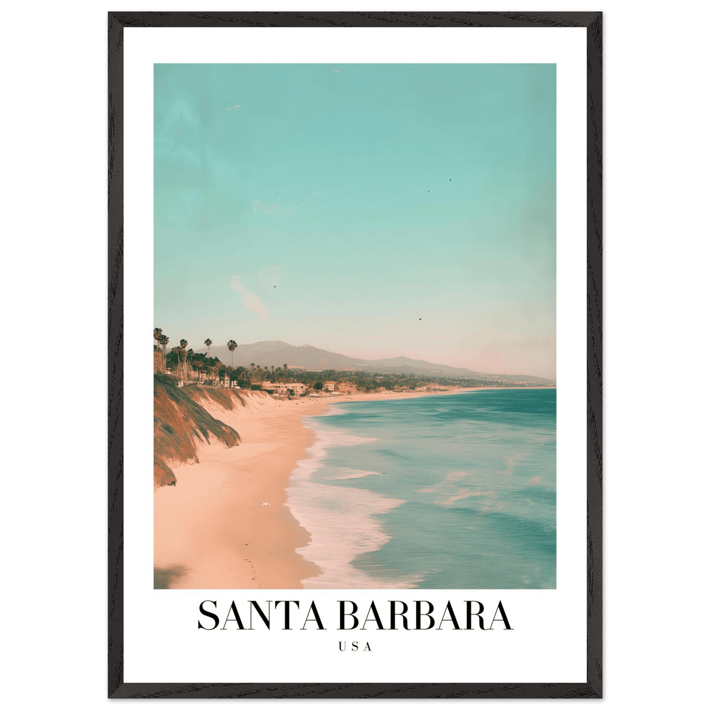 Santa Barbara USA Framed Poster – Pastel Beach Travel Wall Art in Your Choice of Frame - Vibrantwalls