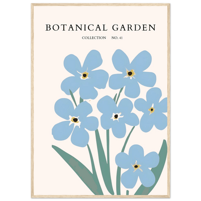 Botanical Garden Forget-Me-Nots Framed Poster - Soft Blue Floral Art Print | Ready-to-Hang Wall Decor - Vibrantwalls