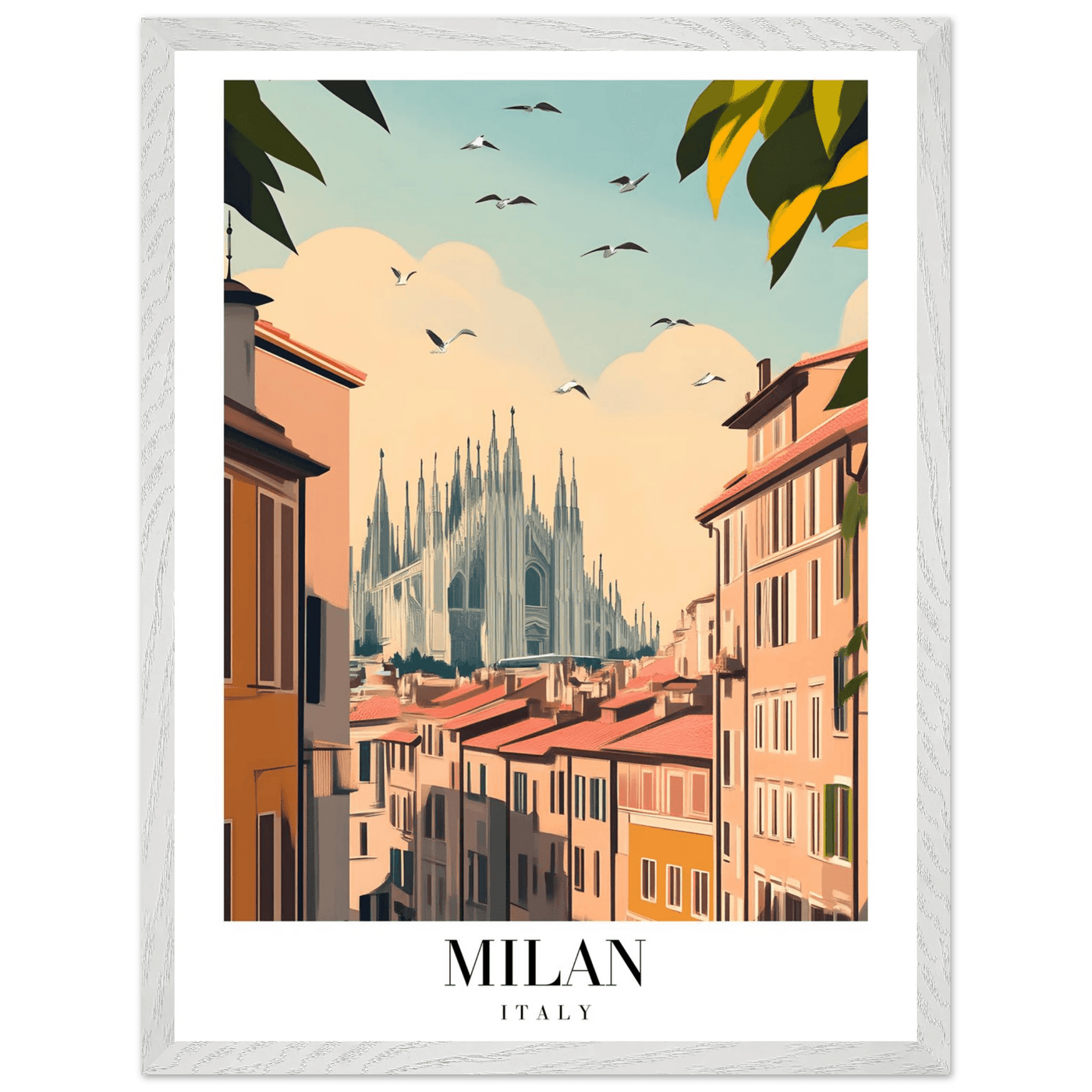 Milan Italy Framed Poster – Vintage Travel Wall Art with Duomo View & Wooden Frame - Vibrantwalls
