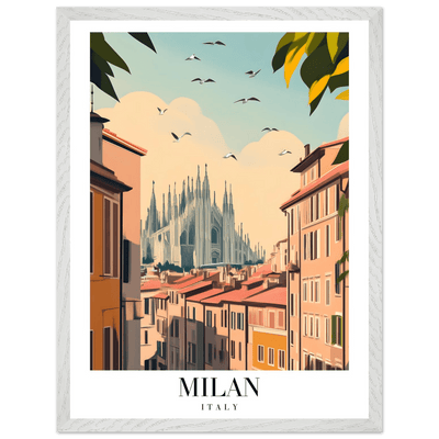 Milan Italy Framed Poster – Vintage Travel Wall Art with Duomo View & Wooden Frame - Vibrantwalls