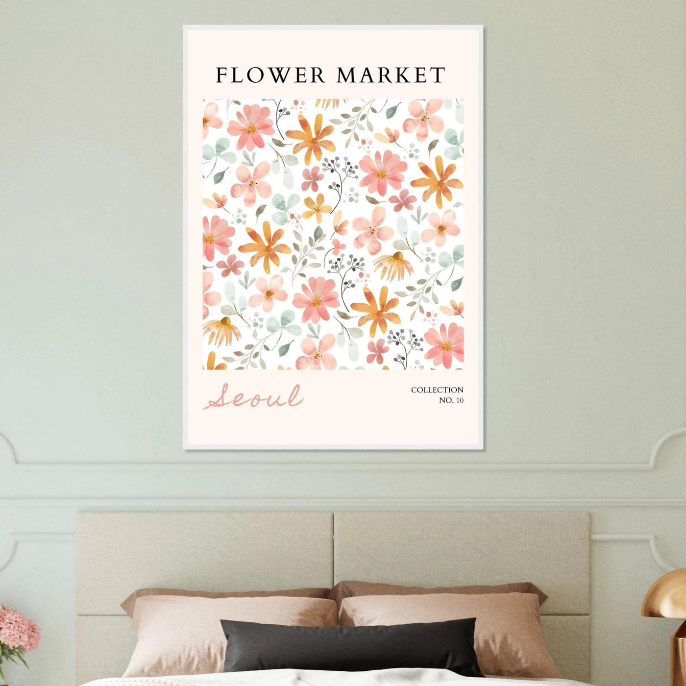 Seoul Flower Market Framed Poster – Delicate Watercolor Blooms & Botanical Art Print | Ready-to-Hang - Vibrantwalls