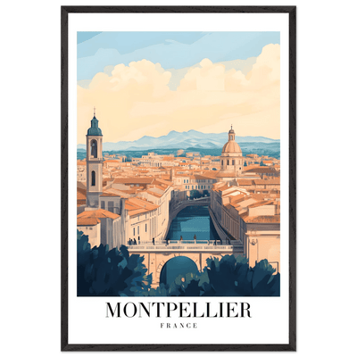 Montpellier France Framed Poster – Vintage Travel Wall Art with Wooden Frame - Vibrantwalls