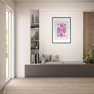 Jack of Hearts Poker Card Print - Eclectic Pink Framed Art - Eco-Friendly Wood Frame, Ready-to-Hang Decor - Vibrantwalls