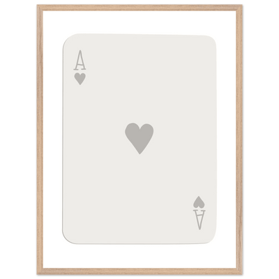 Minimalist Ace of Hearts Poker Card Art - Eco-Friendly Framed Poster Print in Various Sizes & Frame Finishes - Vibrantwalls