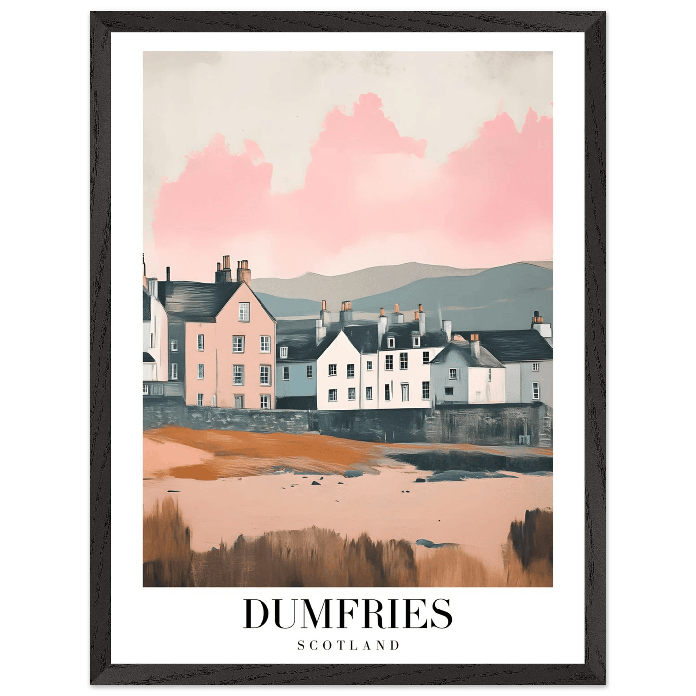 Dumfries Scotland Framed Poster – Pastel-Toned Vintage Travel Wall Art with Wooden Frame - Vibrantwalls