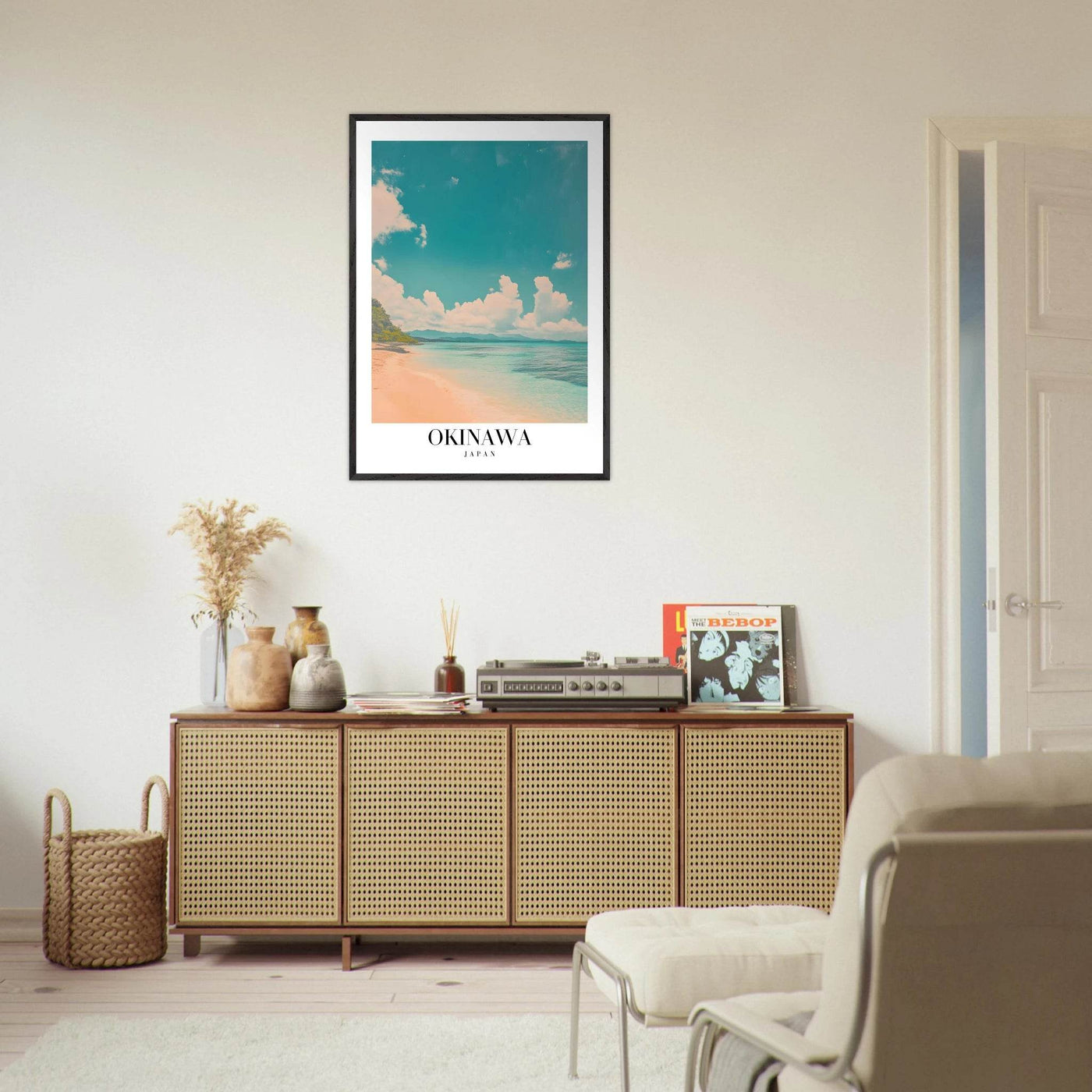 Okinawa Japan Framed Poster – Vintage Beach Travel Wall Art with Wooden Frame - Vibrantwalls