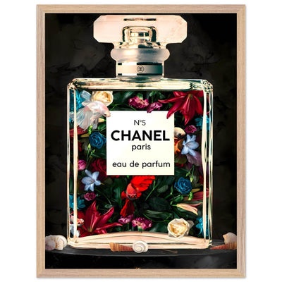 Chanel No. 5 Floral Fantasy Framed Art Print: A Timeless Blend of Iconic Fragrance and Vibrant Botanicals - Vibrantwalls