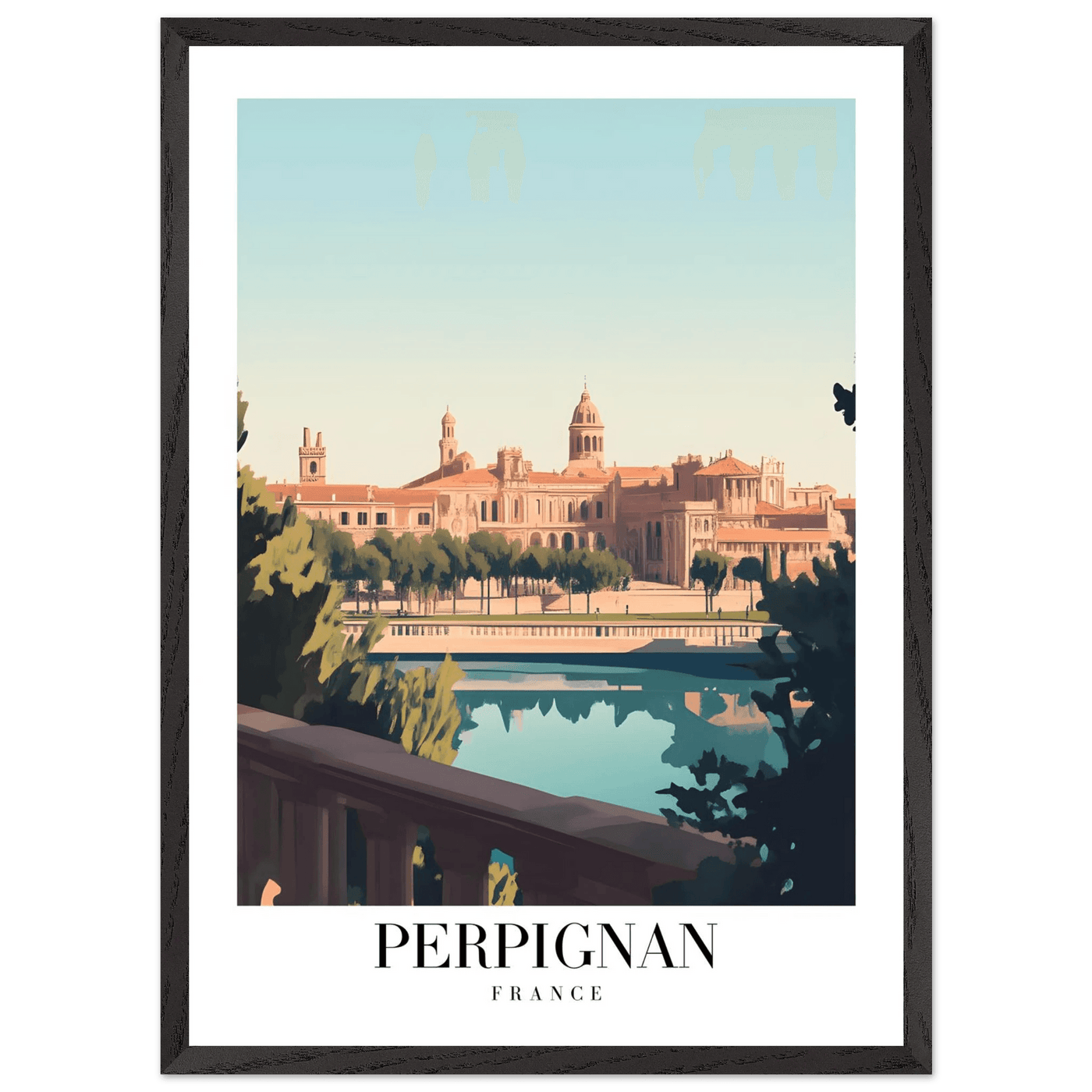 Perpignan France Framed Poster – Vintage Cityscape Wall Art with Wooden Frame - Vibrantwalls