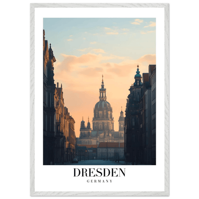Dresden Germany Framed Poster – Warm Sunset Cityscape Wall Art with Wooden Frame Options - Vibrantwalls