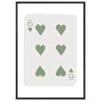 Minimalist Six of Hearts Poker Card Print - Mounted & Framed Art in Eco-Friendly Wood, Choose Your Size & Frame - Vibrantwalls