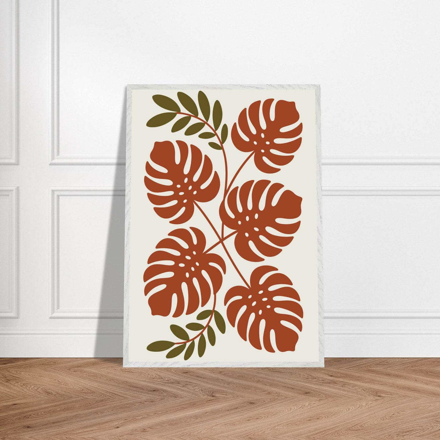 Monstera Leaf Composition in Terracotta Tones - Vibrantwalls