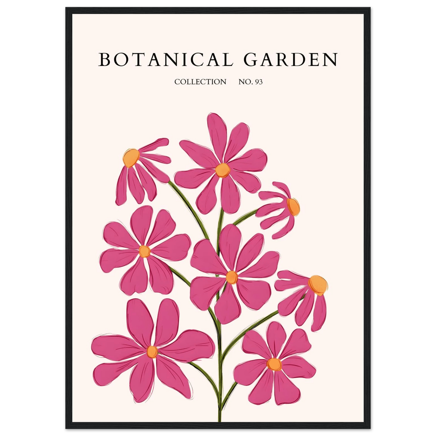 Vibrant Botanical Garden Framed Poster – Pink Cosmos & Abstract Floral Art Print | Ready-to-Hang in Various Sizes - Vibrantwalls