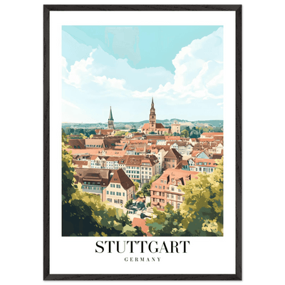 Stuttgart Germany Framed Poster – Vintage European Cityscape Wall Art with Customizable Wooden Frame - Vibrantwalls
