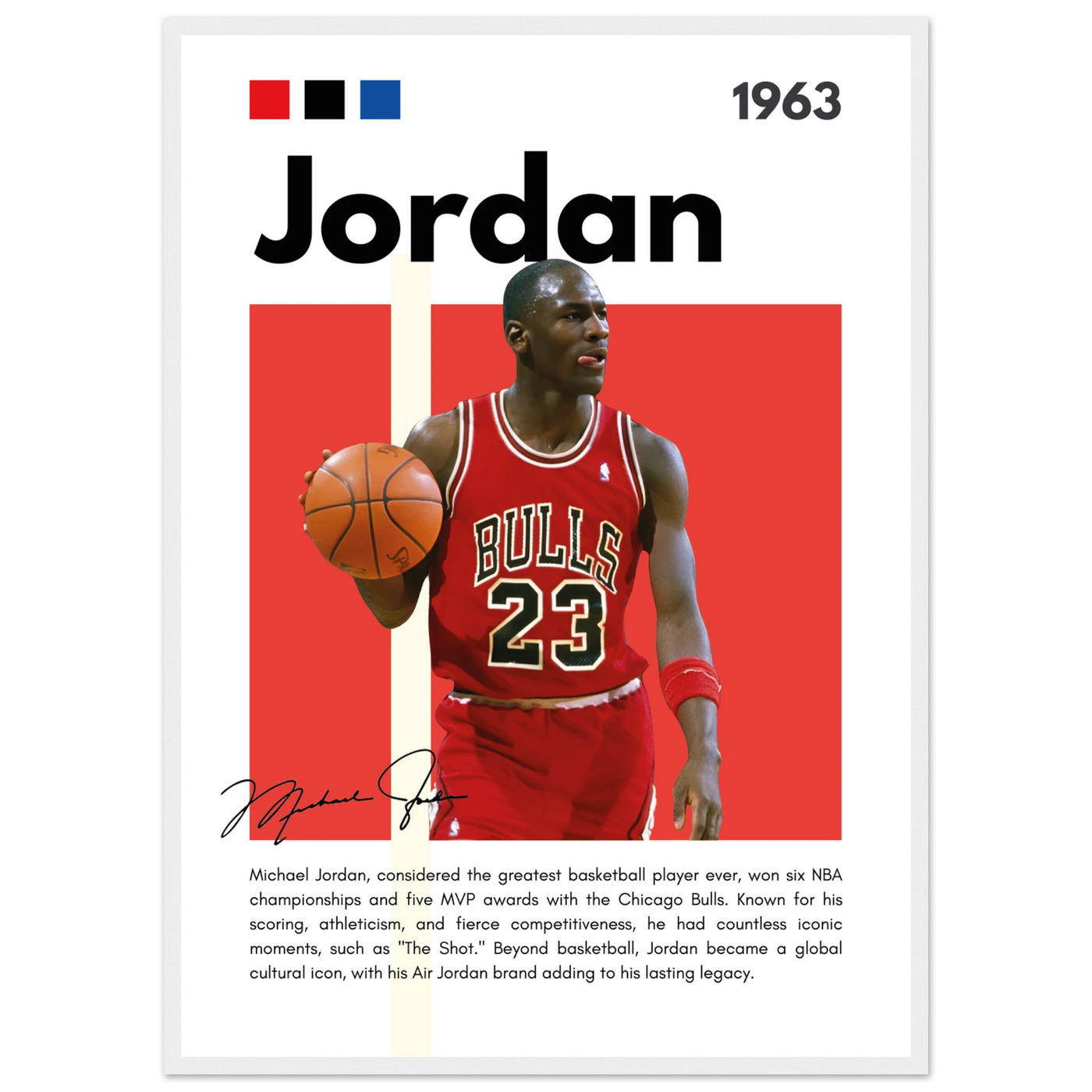 Michael Jordan Air Jordan Bulls Retro Print 50x70 cm 20x28″ White frame Vibrantwalls