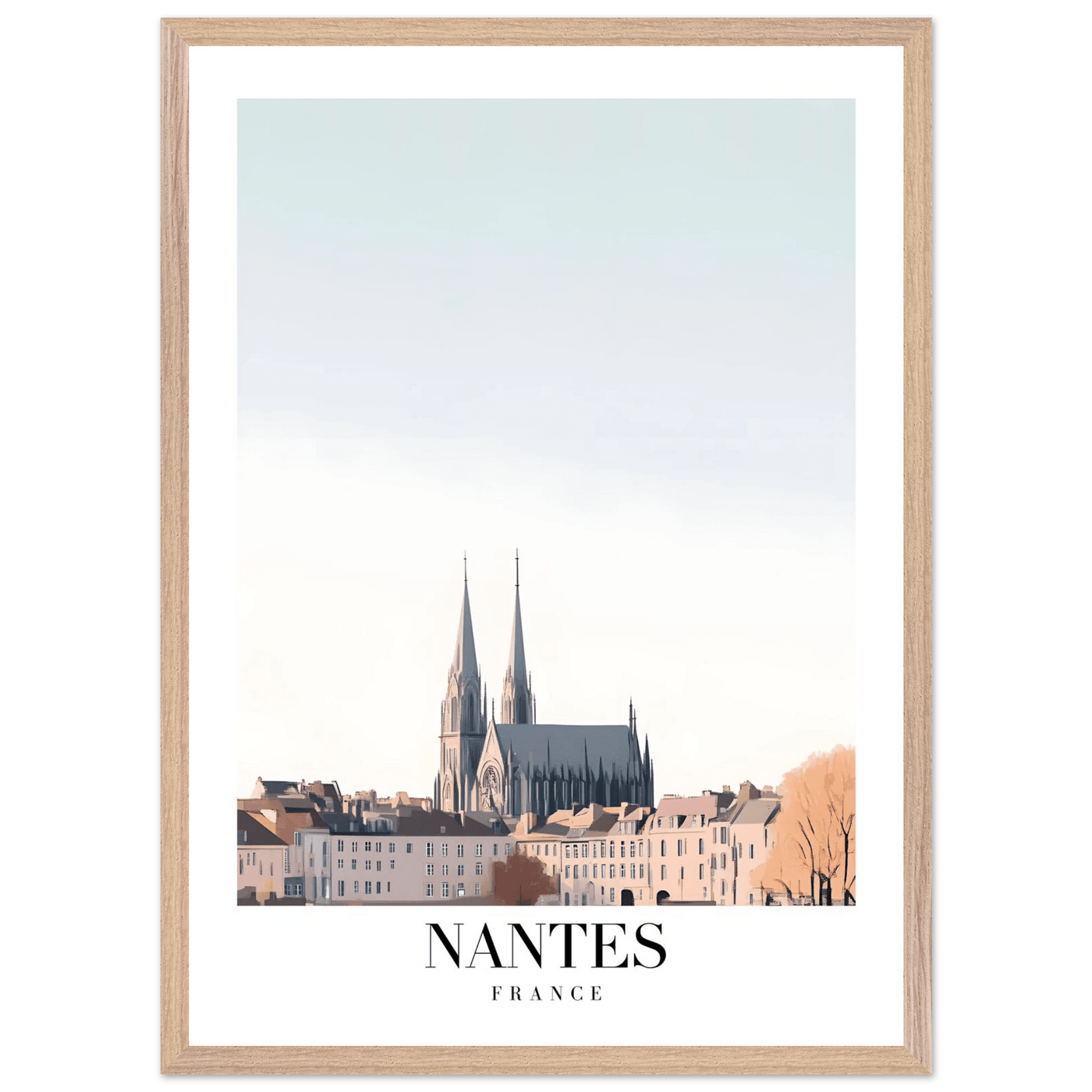 Nantes France Cathedral Framed Poster - Minimalist Travel Wall Art in Your Choice of Size & Frame - Vibrantwalls