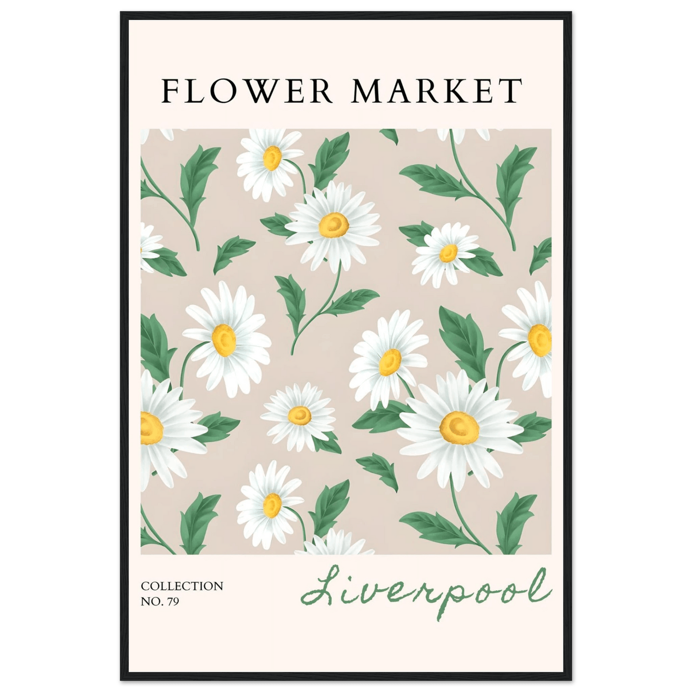 Charming Daisy Field Framed Poster – Botanical 'Flower Market' Art Print | Ready-to-Hang in Your Choice of Frame - Vibrantwalls