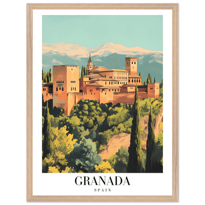 Granada Spain Framed Poster – Vintage Travel Wall Art with Wooden Frame - Vibrantwalls