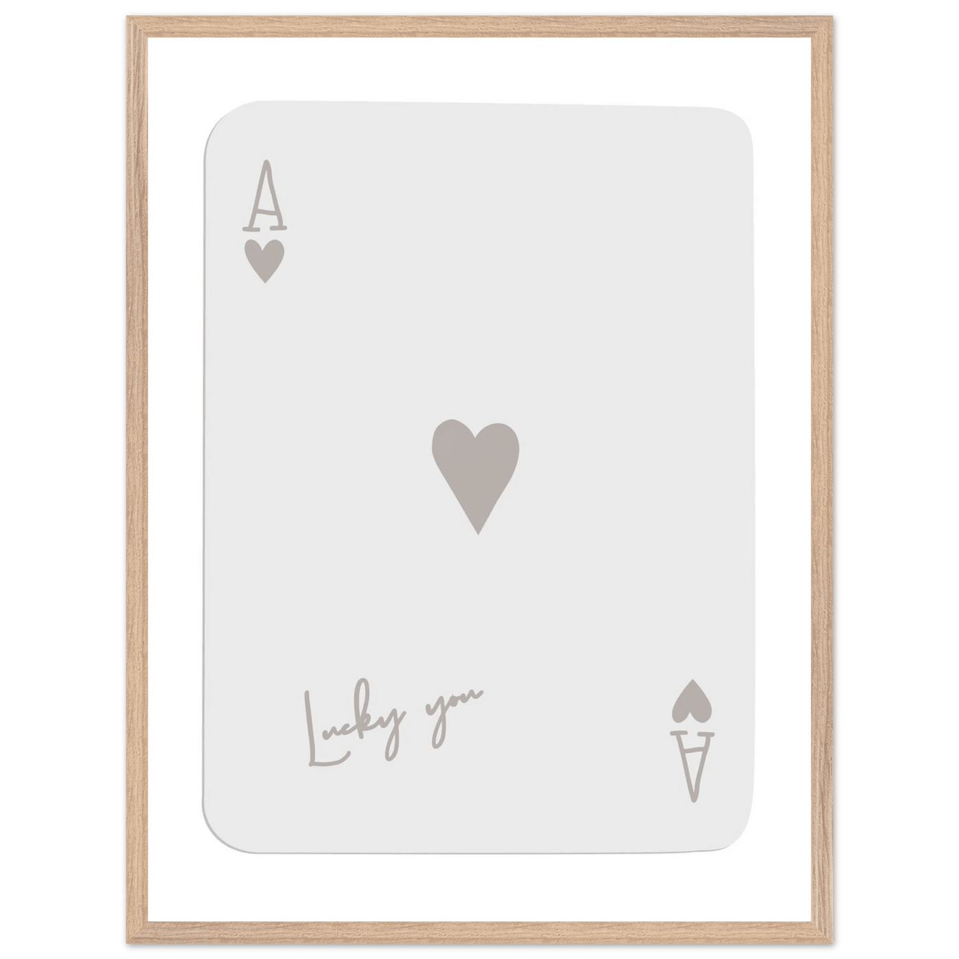 Minimalist Ace of Hearts Poker Card Print - Lucky You Wall Art, Eco-Friendly Wood Frame Poster - Vibrantwalls