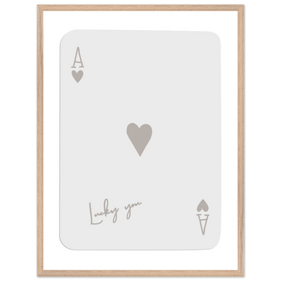 Minimalist Ace of Hearts Poker Card Print - Lucky You Wall Art, Eco-Friendly Wood Frame Poster - Vibrantwalls