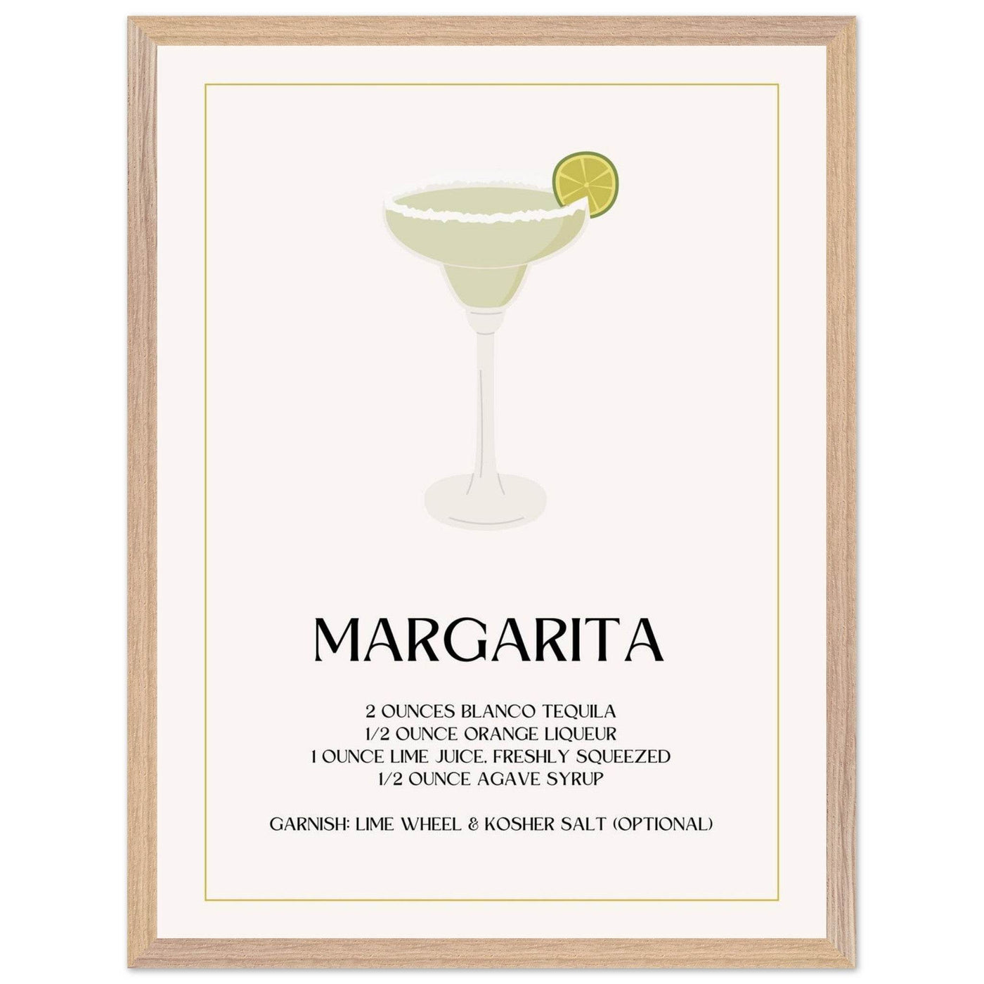 Margarita Cocktail Recipe Tequila Lime Salt Rim - Vibrantwalls