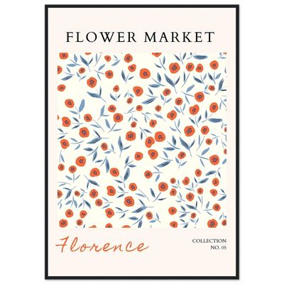 Florence Flower Market Art Print – Vibrant Orange Poppies & Blue Leaves | Framed & Ready-to-Hang Wall Art - Vibrantwalls