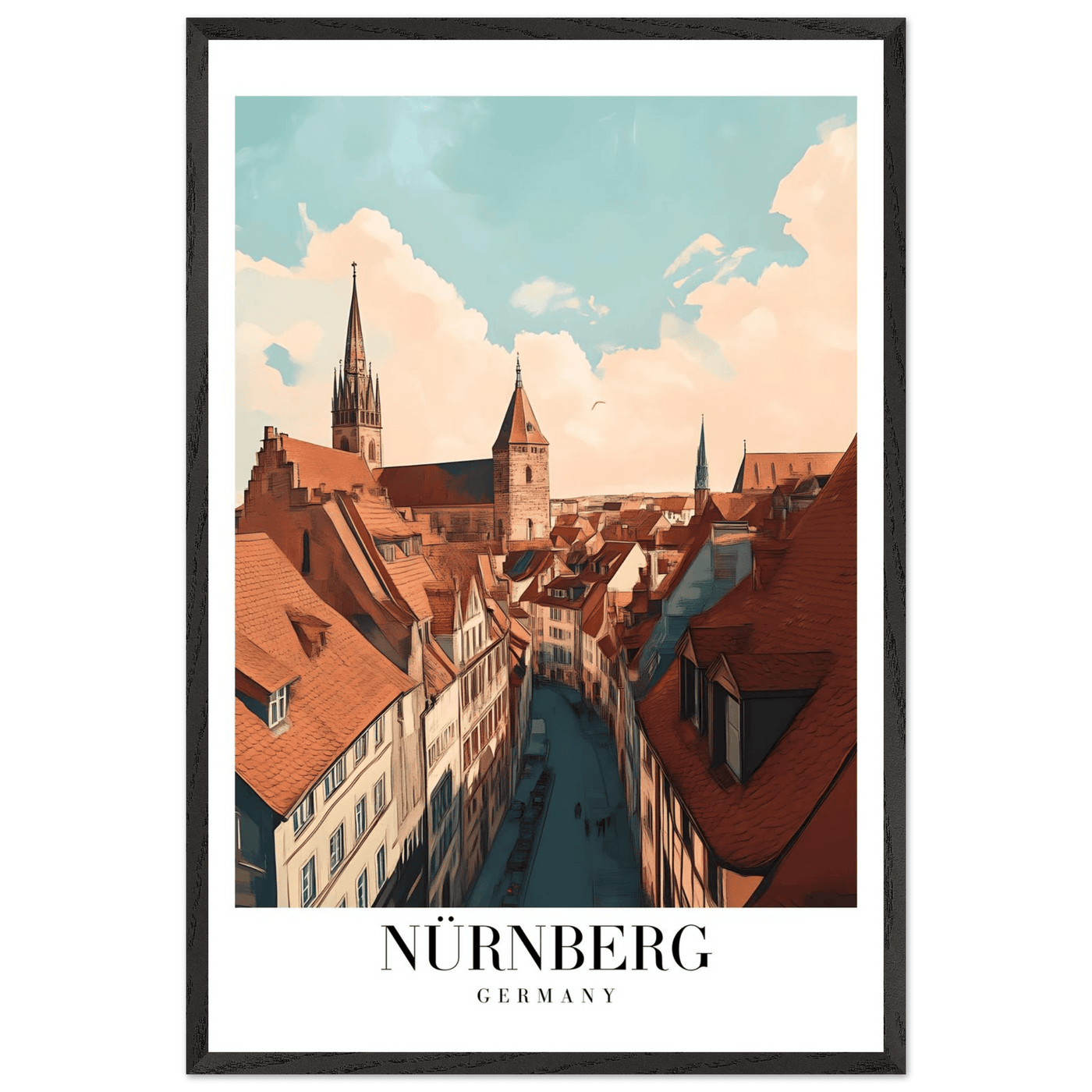 Nürnberg Germany Framed Poster – Vintage Travel Wall Art with Wooden Frame - Vibrantwalls