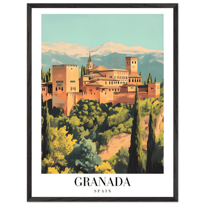 Granada Spain Framed Poster – Vintage Travel Wall Art with Wooden Frame - Vibrantwalls