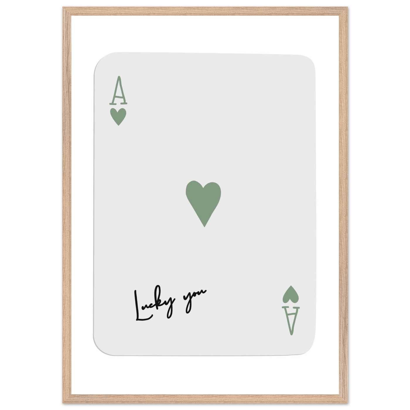Lucky You Ace of Hearts Poker Card Print - Mounted Framed Poster Art, Eco-Friendly Wood Frame - Vibrantwalls