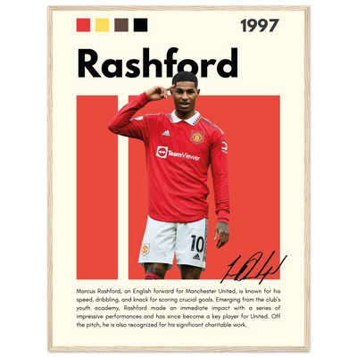 Marcus Rashford Manchester United Soccer Framed Poster – Iconic Red Devil Art Print 60x80 cm 24x32″ Wood frame Vibrantwalls