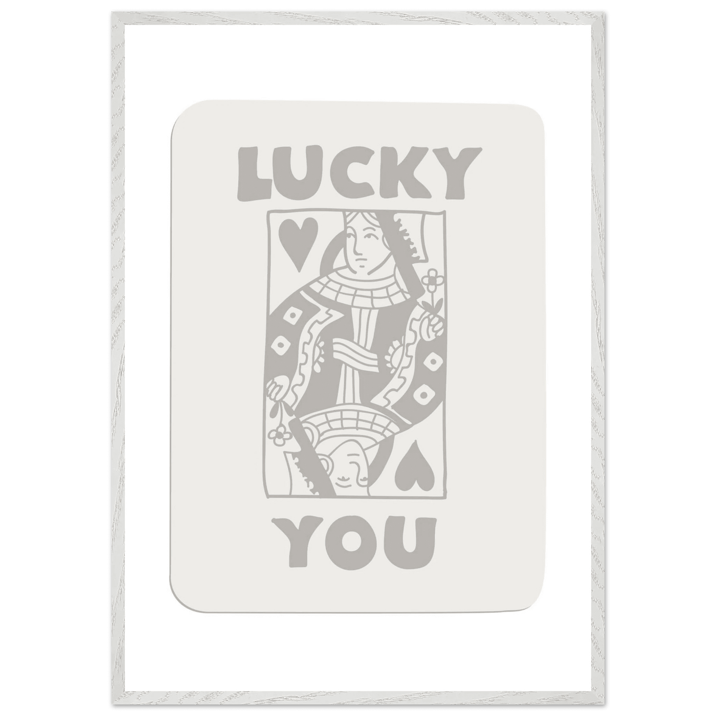 Lucky You Poker Queen of Hearts Framed Art - Modern Card Game Print, Eco-Friendly Wood Frame - Vibrantwalls