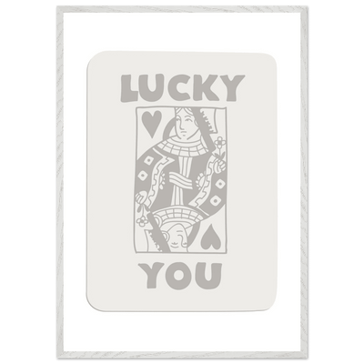 Lucky You Poker Queen of Hearts Framed Art - Modern Card Game Print, Eco-Friendly Wood Frame - Vibrantwalls