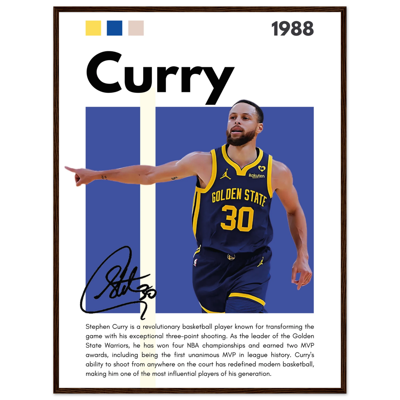 Stephen Curry Chef Curry Warriors Framed Poster 60x80 cm 24x32″ Dark wood frame Vibrantwalls