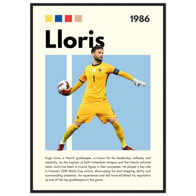 Hugo Lloris France Goalkeeper Football Poster A1 (59.4 x 84.1 cm) Black frame Vibrantwalls