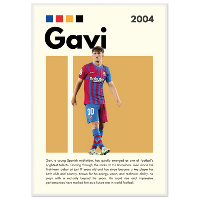 Gavi FC Barcelona Soccer Framed Football Poster 70x100 cm 28x40″ White frame Vibrantwalls