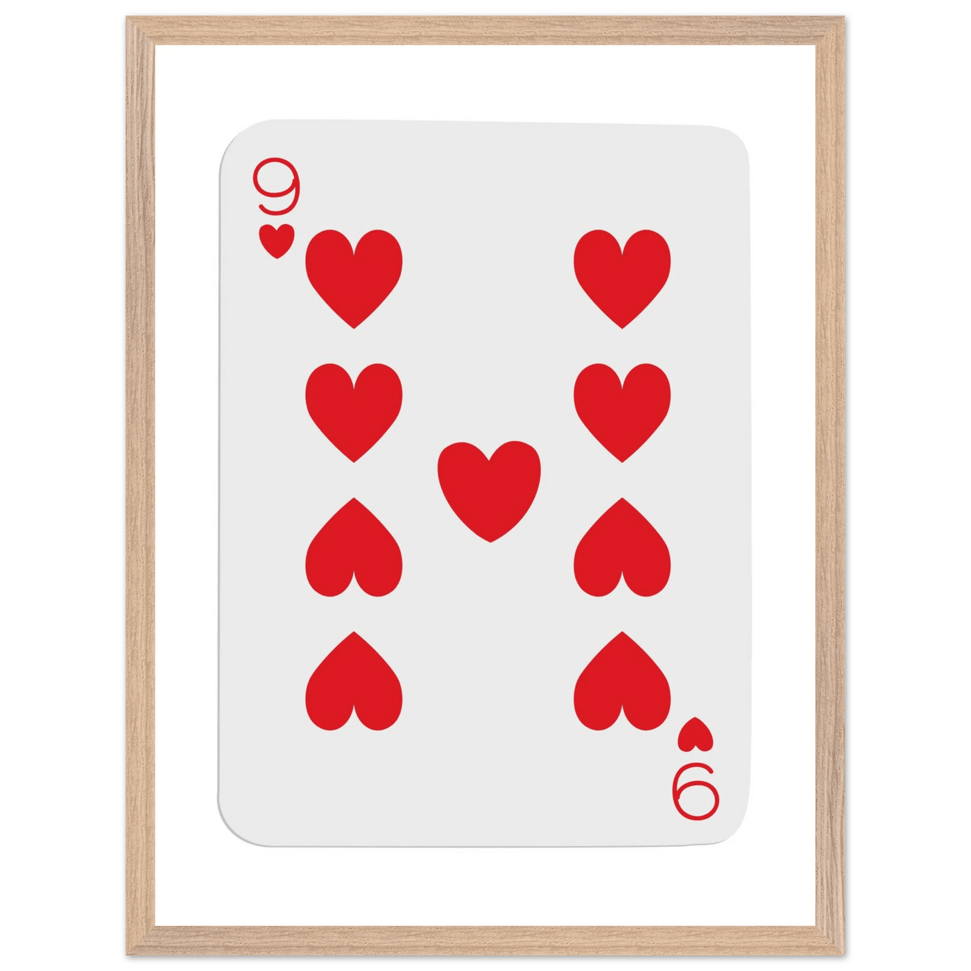Bold Nine of Hearts Poker Card Print - Eco-Friendly Framed Poster Art in Your Choice of Frame & Size - Vibrantwalls