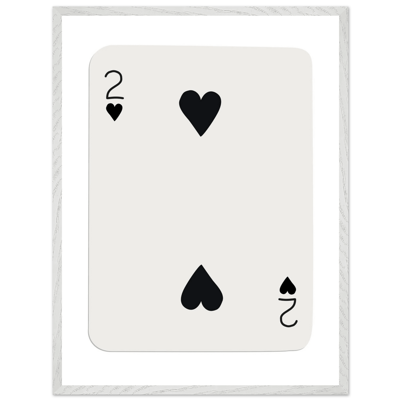 Minimalist Two of Hearts Poker Card Art Print - Framed Eco-Friendly Wooden Poster - Vibrantwalls