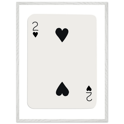 Minimalist Two of Hearts Poker Card Art Print - Framed Eco-Friendly Wooden Poster - Vibrantwalls