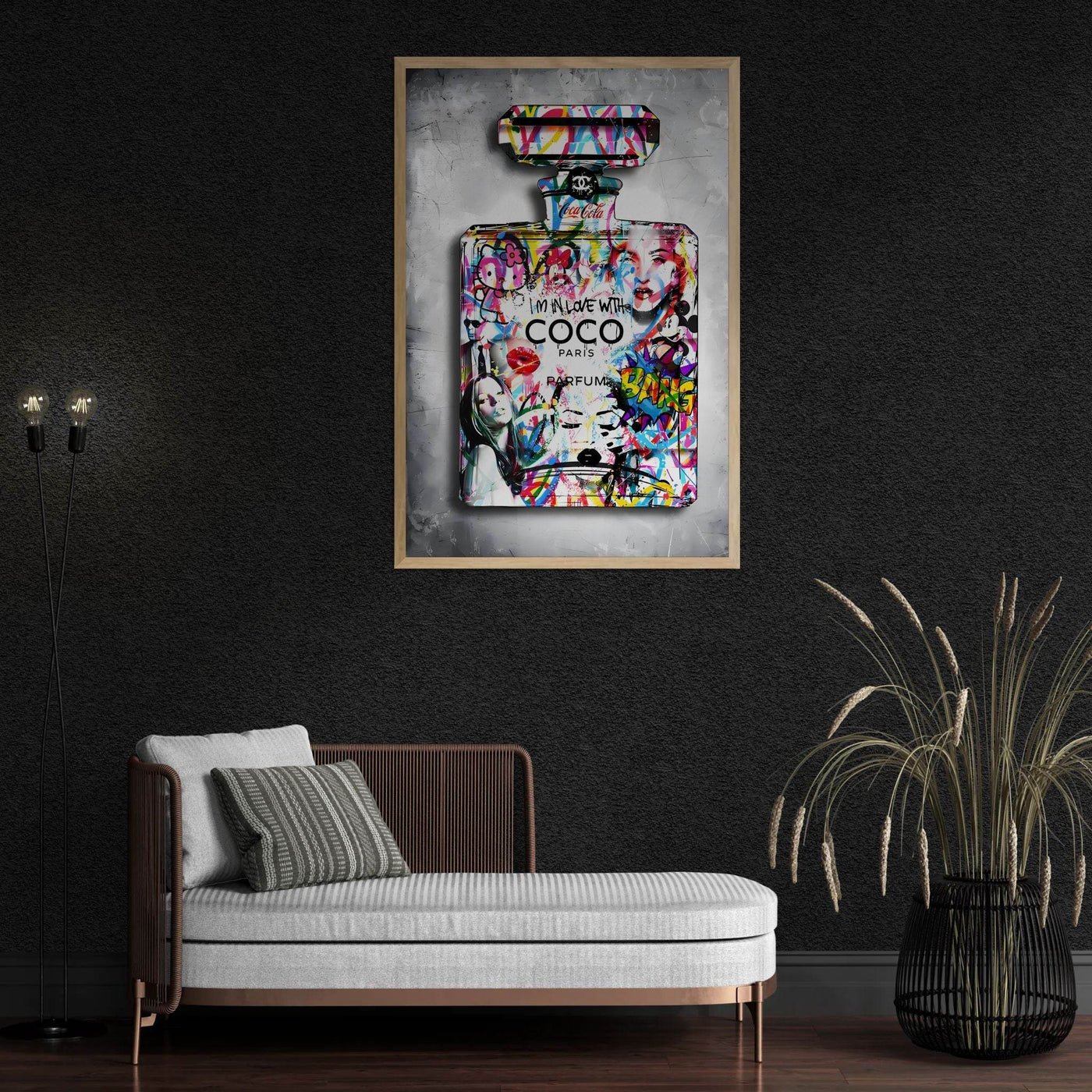Vibrant Pop Art Chanel Perfume Bottle Print - Graffiti Chic Wall Decor for Fashion Lovers - Vibrantwalls