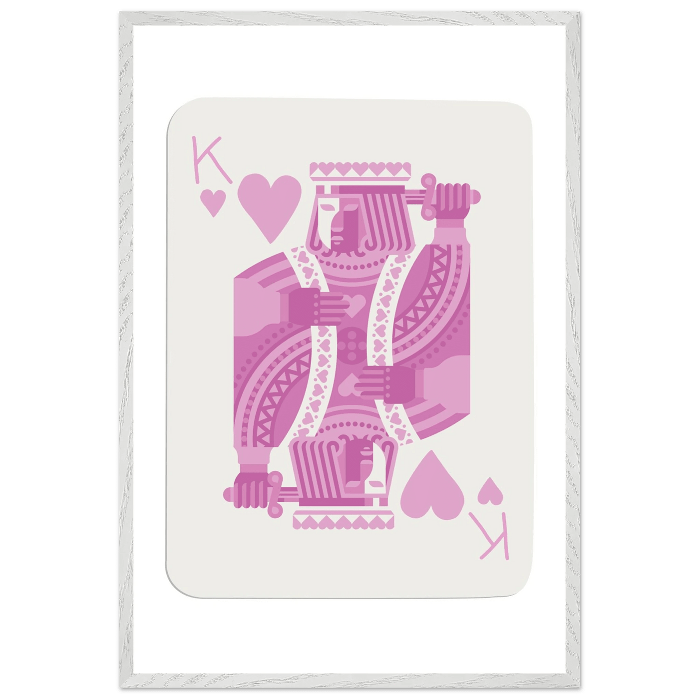 King of Hearts Modern Pink Poker Card Art - Mounted Framed Poster, Eco-Friendly Wood Frame - Vibrantwalls