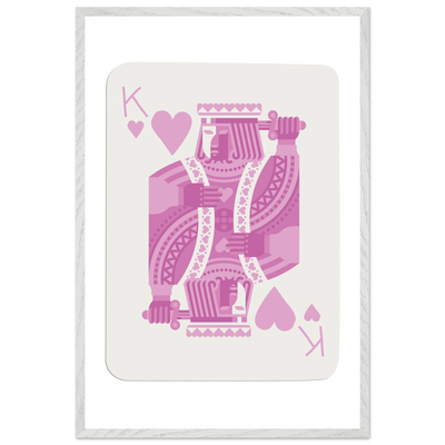 King of Hearts Modern Pink Poker Card Art - Mounted Framed Poster, Eco-Friendly Wood Frame - Vibrantwalls
