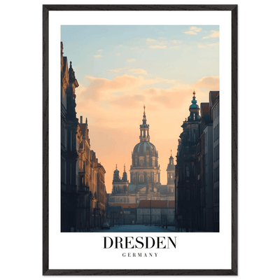 Dresden Germany Framed Poster – Warm Sunset Cityscape Wall Art with Wooden Frame Options - Vibrantwalls
