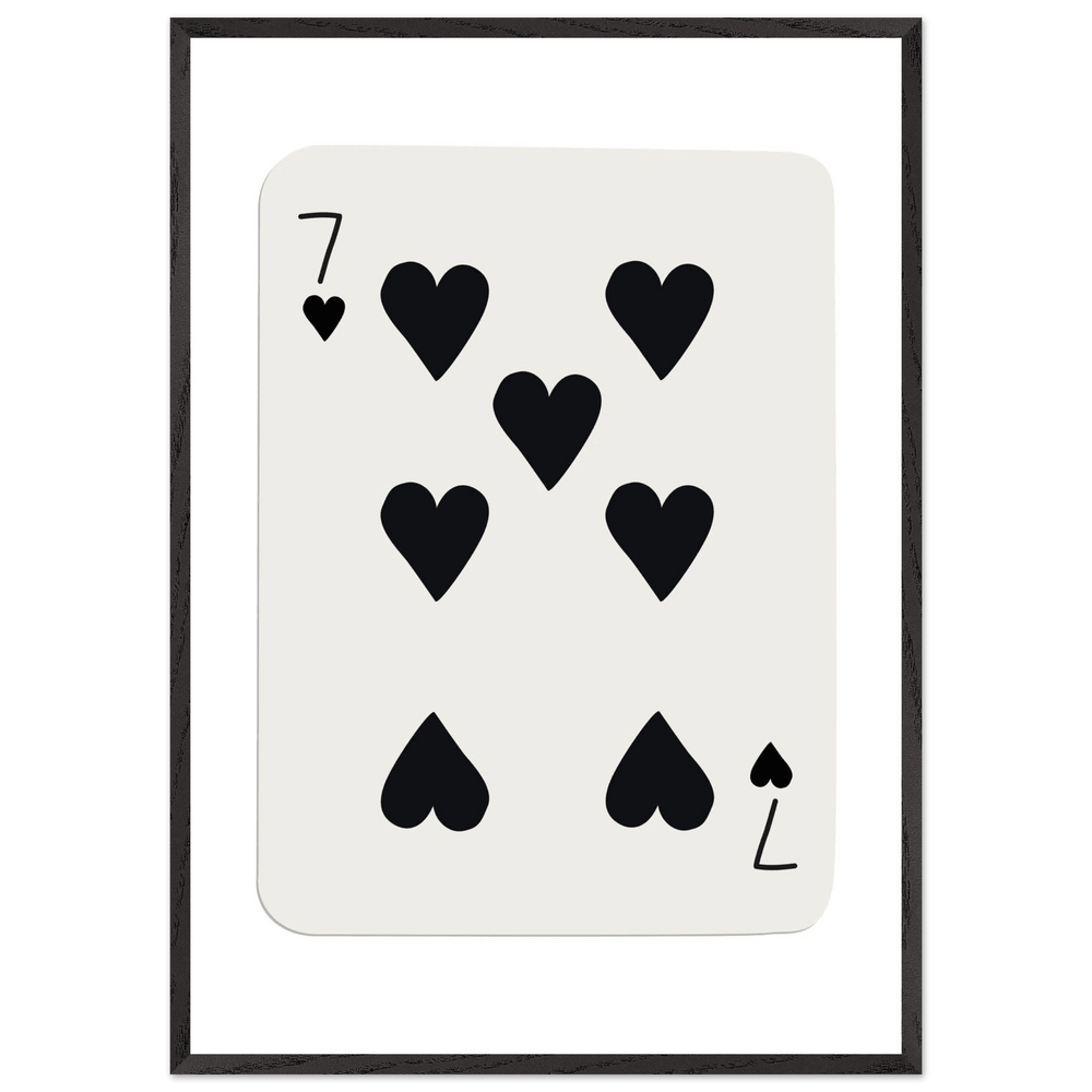 Seven of Hearts - Modern Poker Card Print Art - Eco-Friendly Wood Framed Poster, in your choice of elegant frames - Vibrantwalls